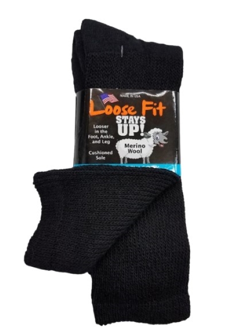 Wool Loose Fit Stays Up Crew Sock